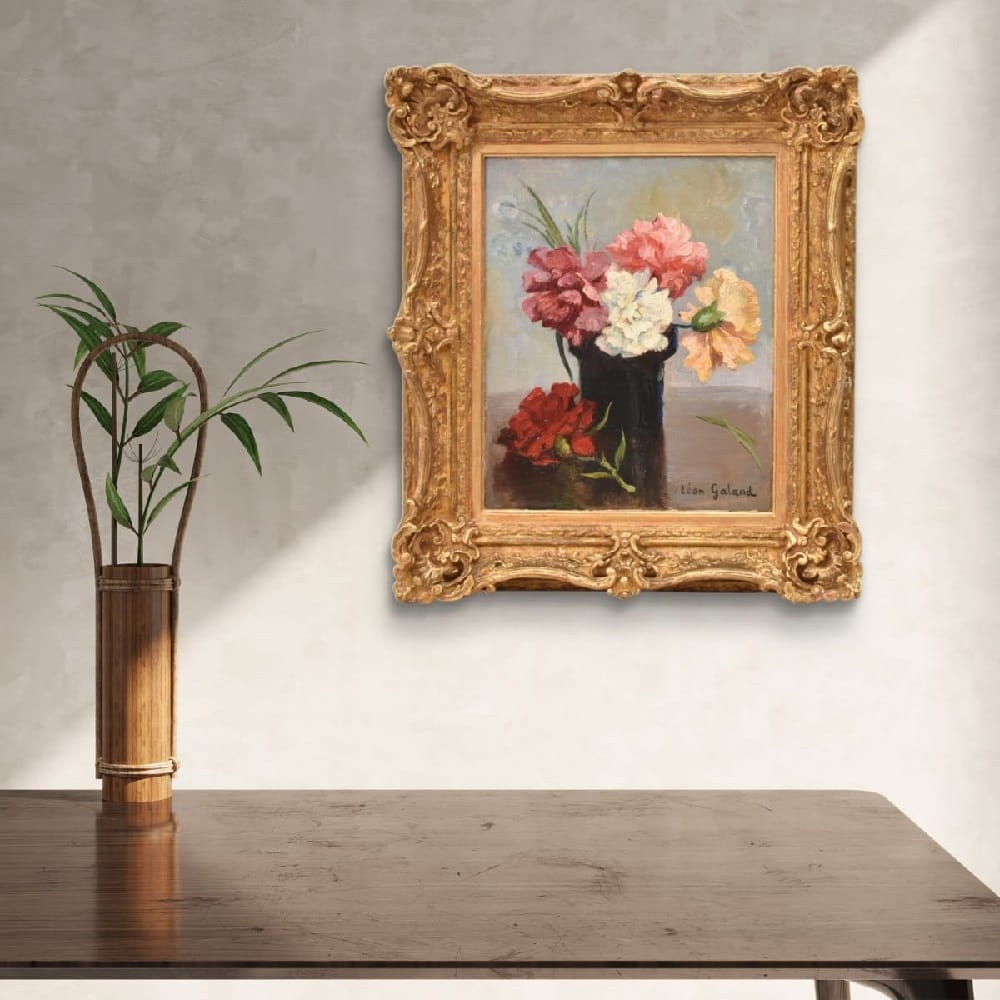 QF768 1a antique oil floral painting flower still life carnations.jpg